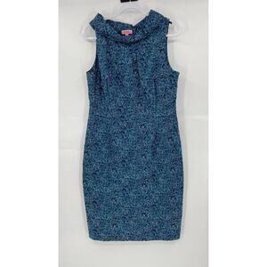 Lilly Pulitzer Sheath Dress Women's 14 Multi Printed Cotton Stretch Boat Neck